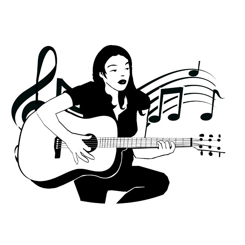 Guitariste classique folk joue de la guitare notes