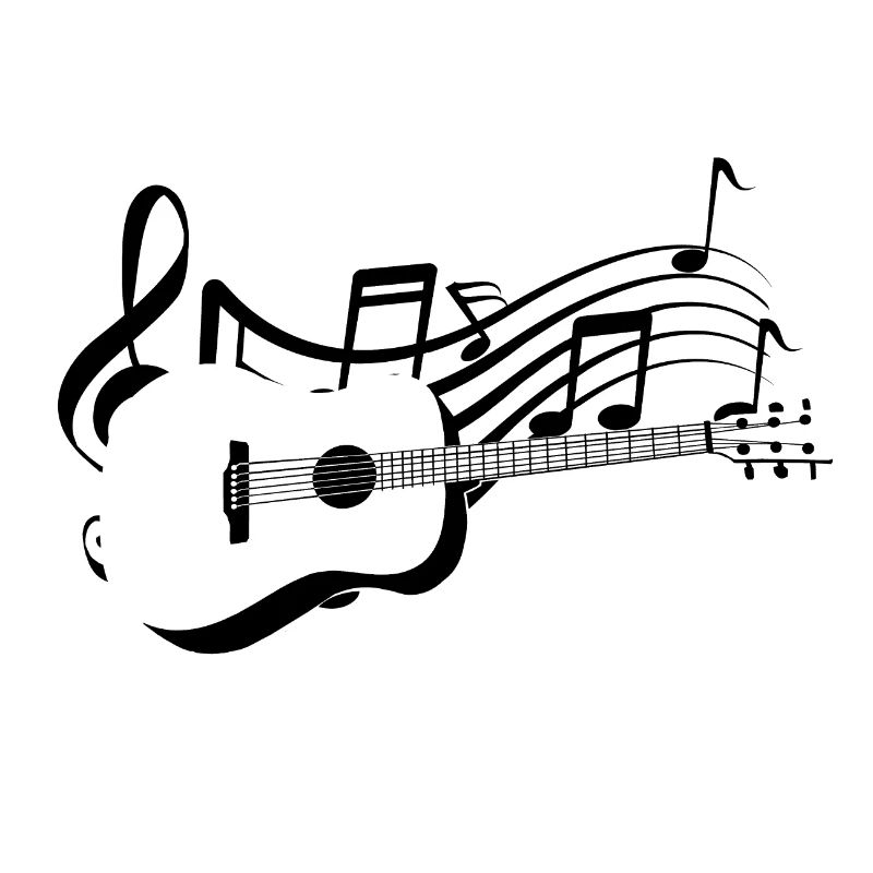 Classical guitar on musical notes score