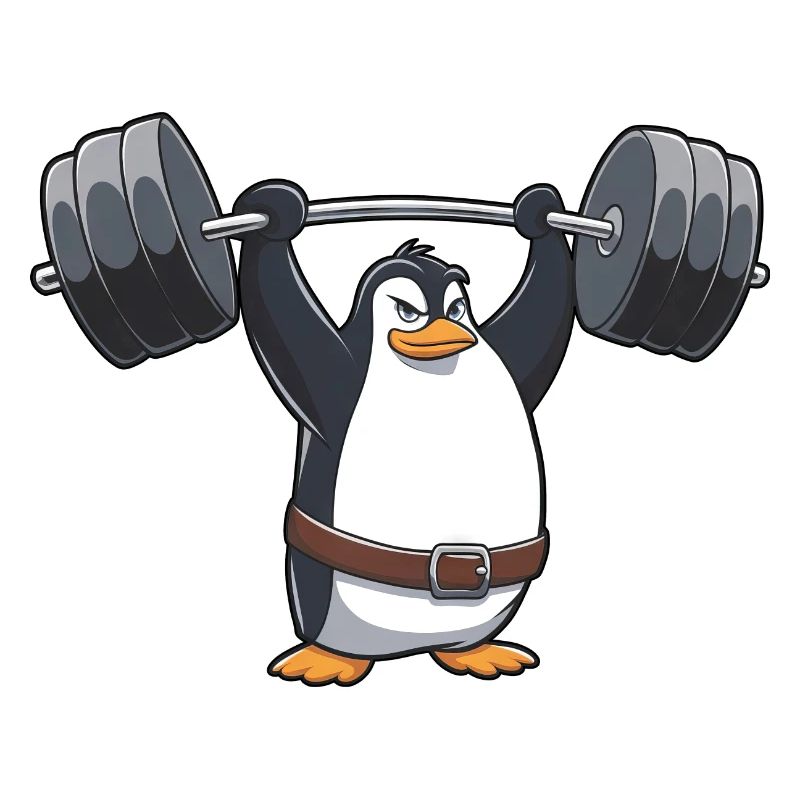 Strong Penguin Workout Dumbbell Comic Style