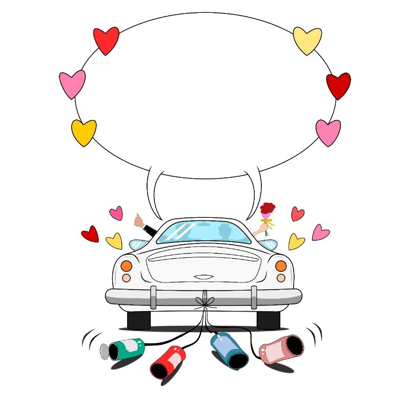 Wedding car with speech bubble in silver