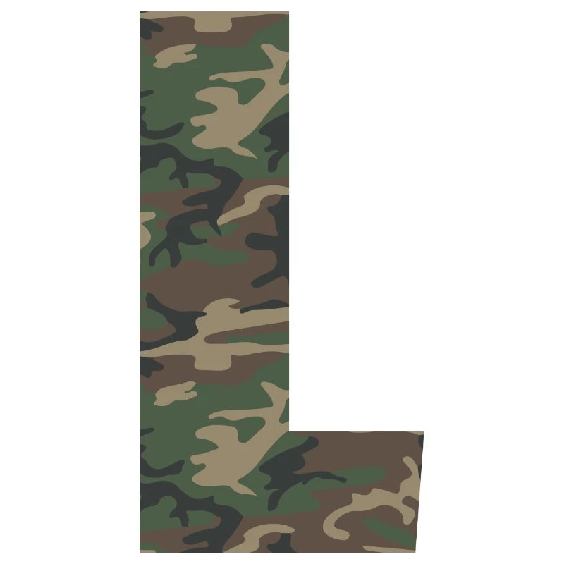 Tough letter L in camouflage pattern!