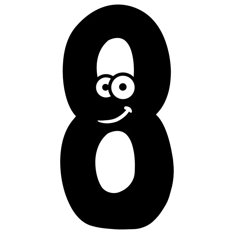 Numéro 8 huit comic animé visage fun