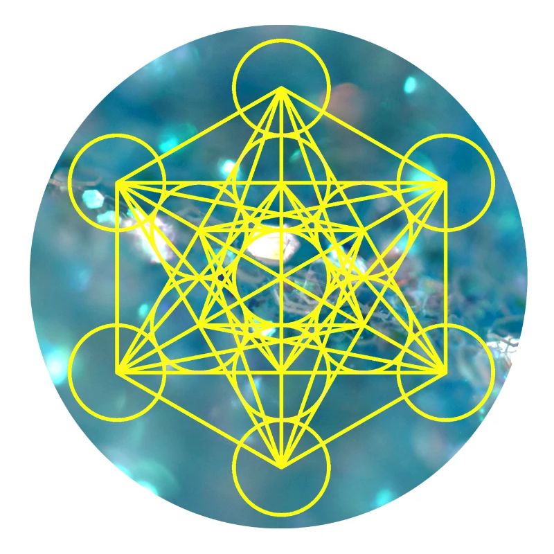 Yellow Metatron Cube on blue background