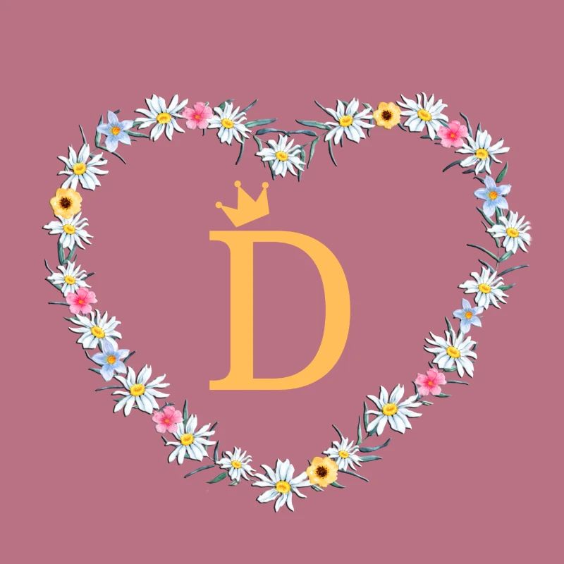 Buchstabe D, Monogramm, Herz, personalisierbar