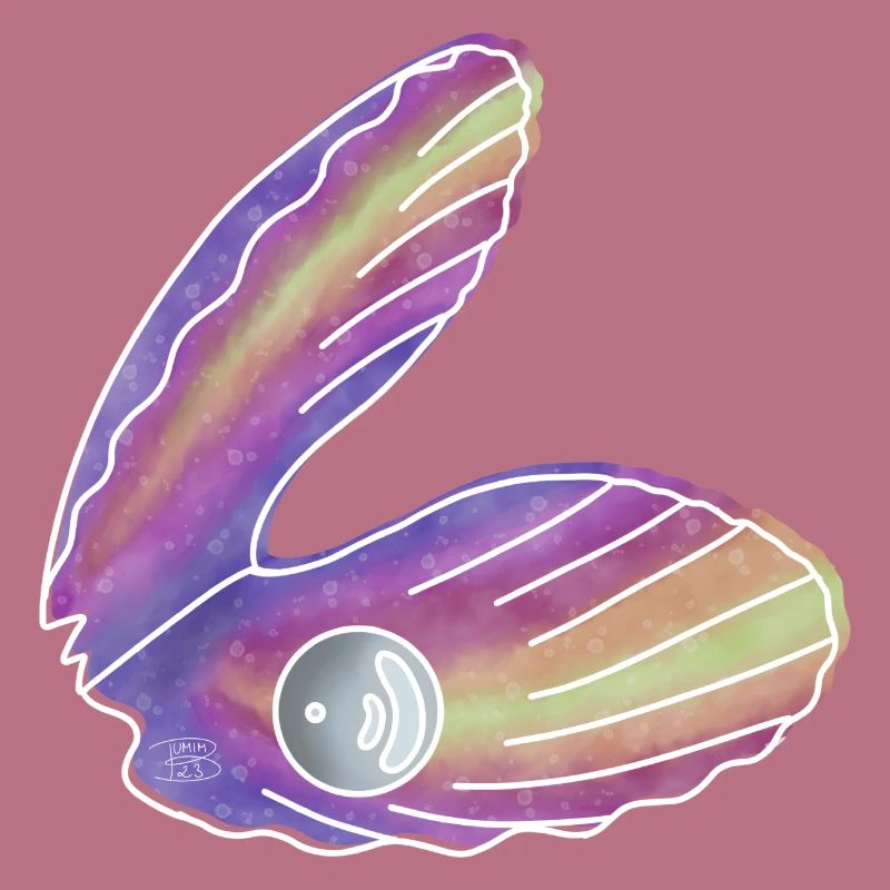 « Shell with Pearl », Boho Line Art Design, Shells