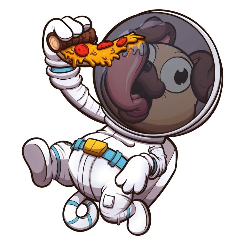 Astronaut Mops isst Pizza Slice