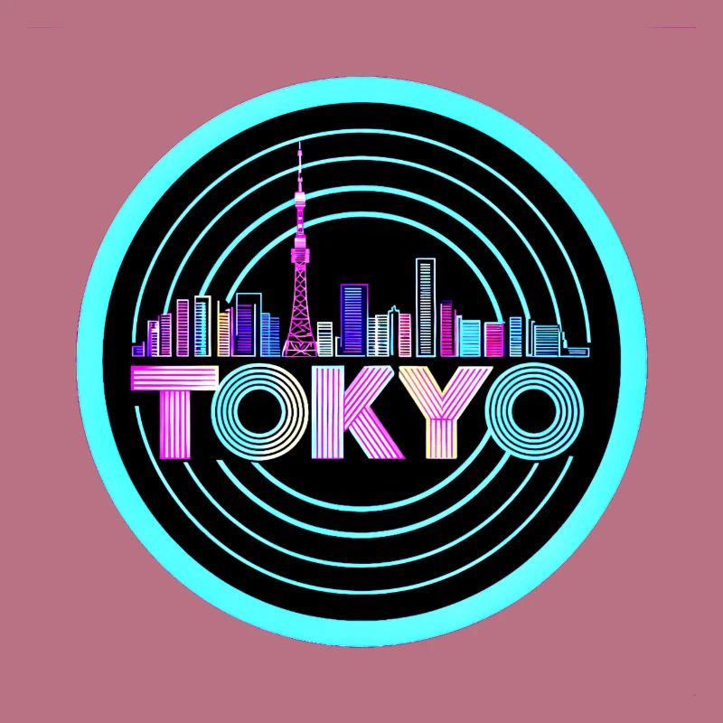 Tokyo Skyline1980's Synthwave Retro Neon Tee