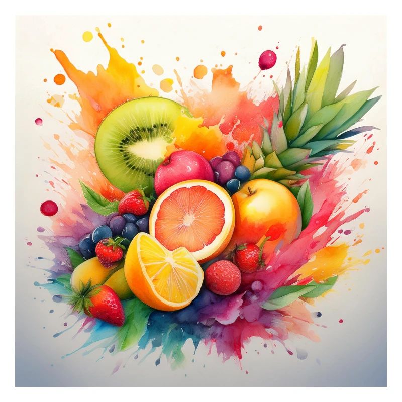 Vibrant Fruit Splash Art
