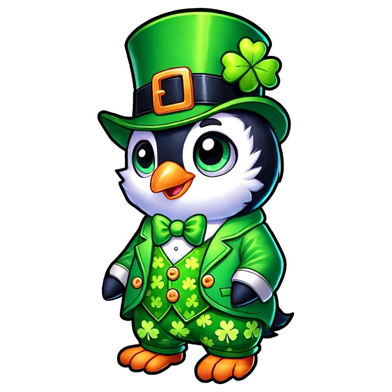 Mignon Dessin Animé Pingouin Saint-Patrick