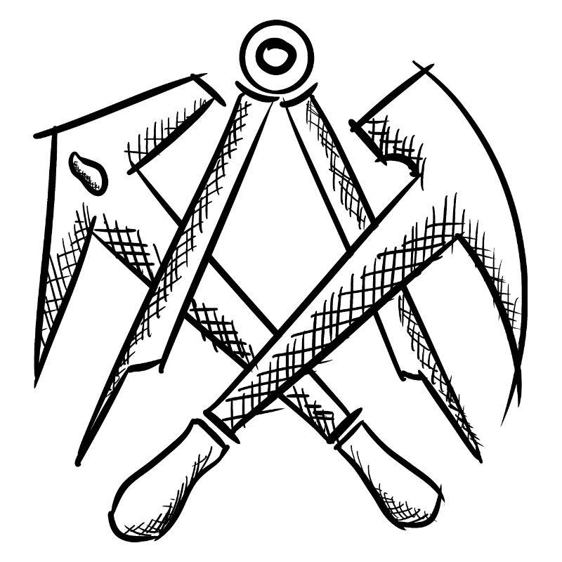 Enseigne de guilde de couvreur, dessinée à la main. Dessin