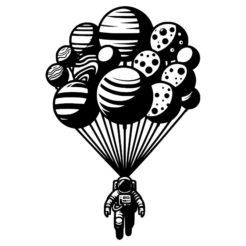 Astronaut im Kosmos mit schwebenden Planeten