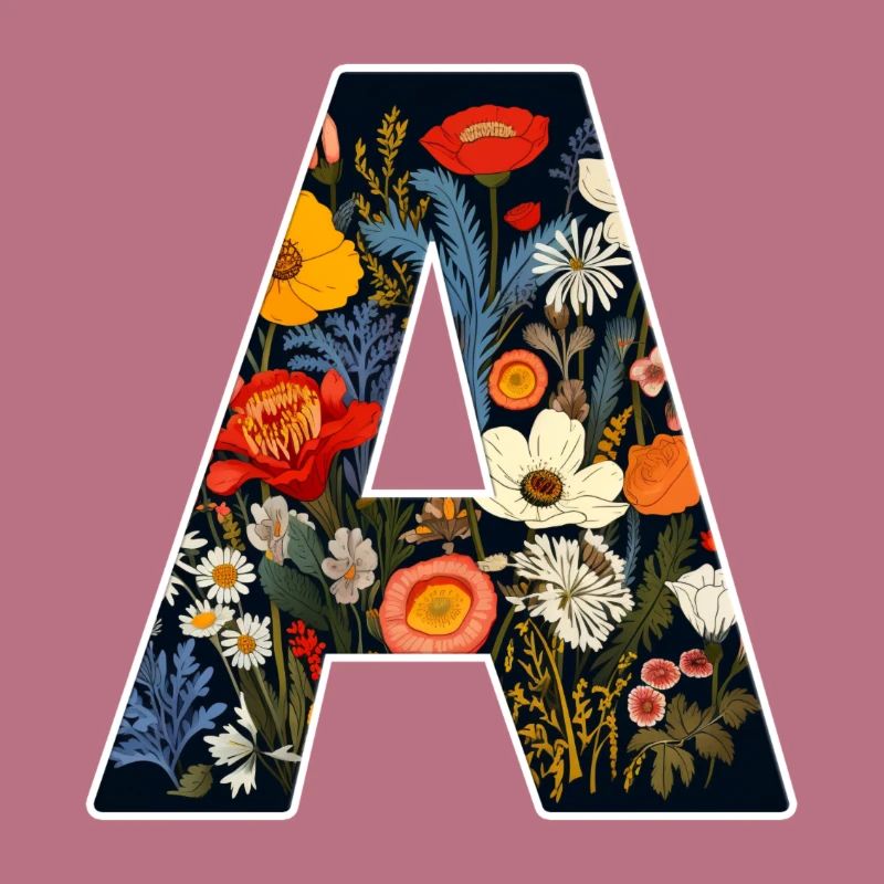 Buchstabe A, Monogramm, Blumenmuster