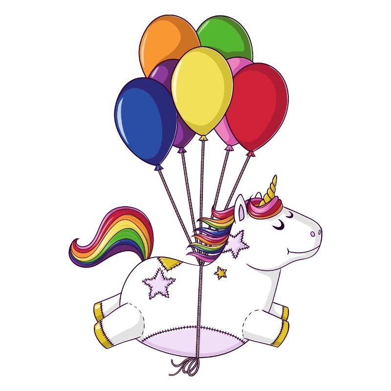 Fliegendes Regenbogen Comic Einhorn Ballons