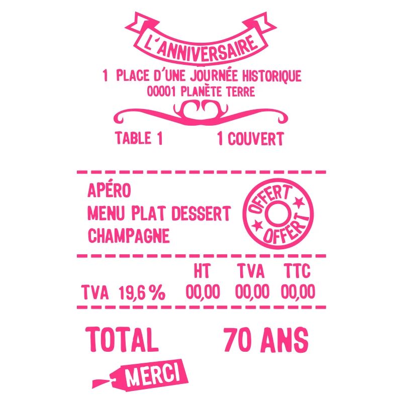 70 ans addition note resto restaurant anniversaire