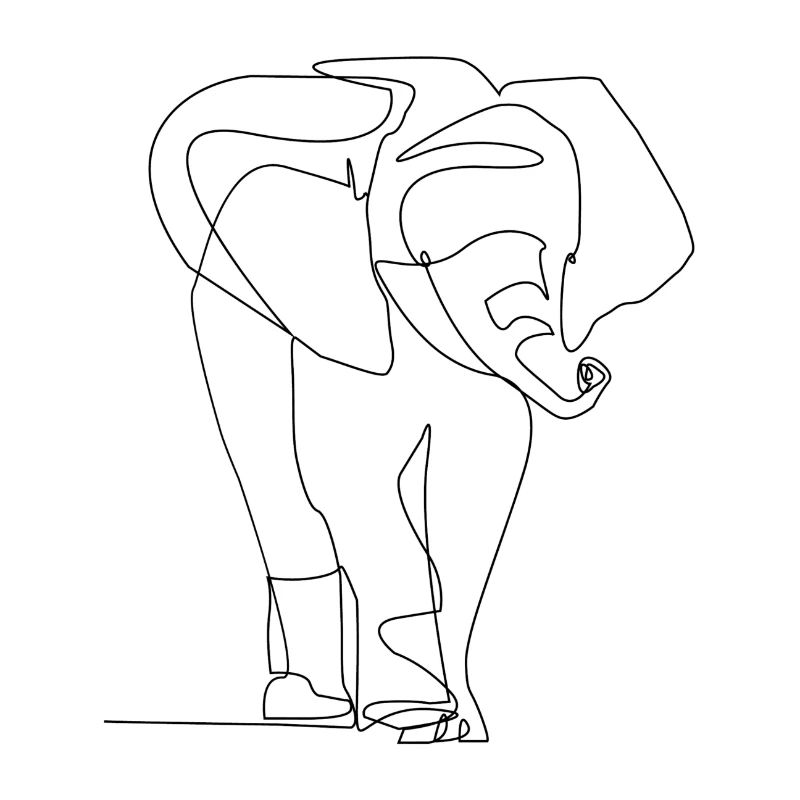 Elephant - A Line Line Drawing / Line Art