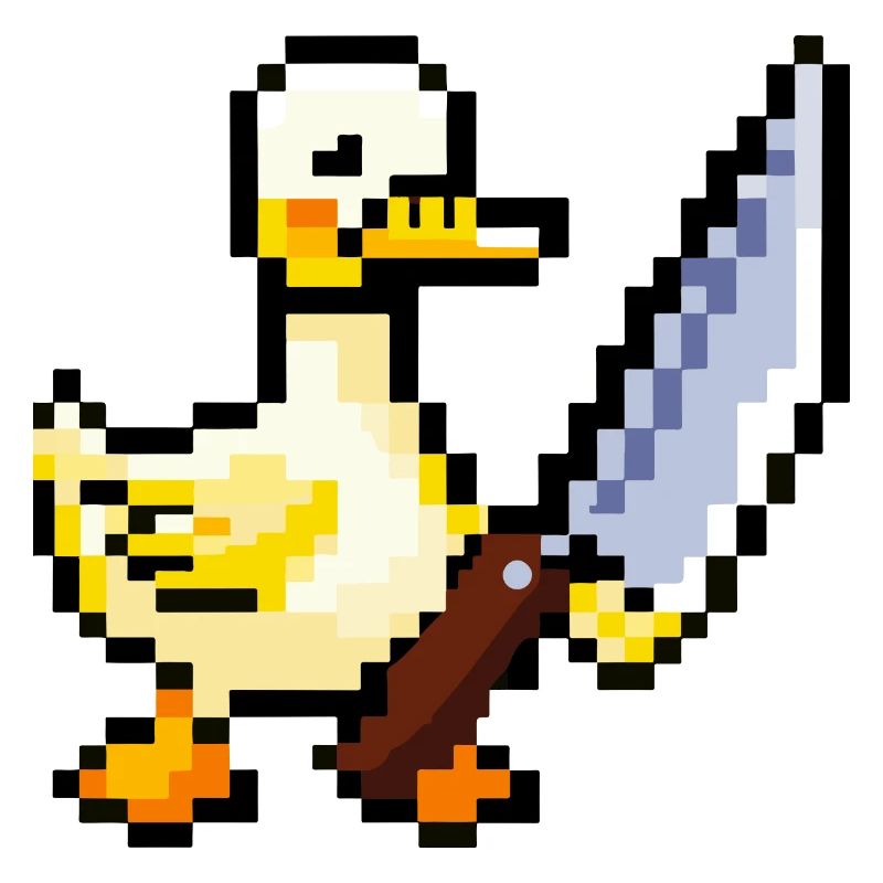Ente hält ein Messer Pixel Art