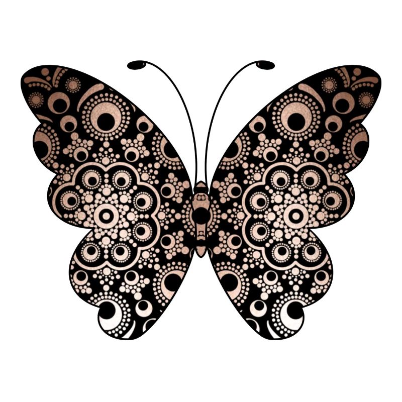Conception de mandala papillon doré