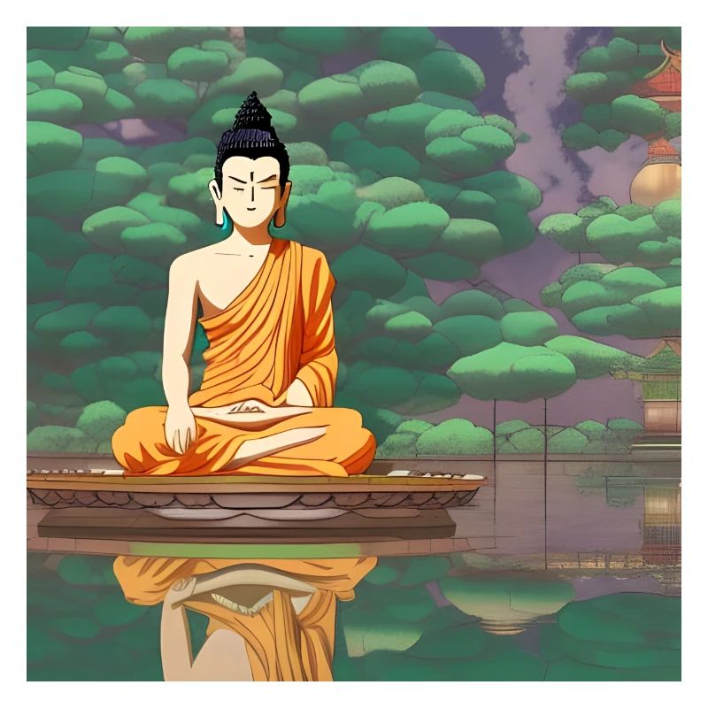 Art de statue de Bouddha de bande dessinée
