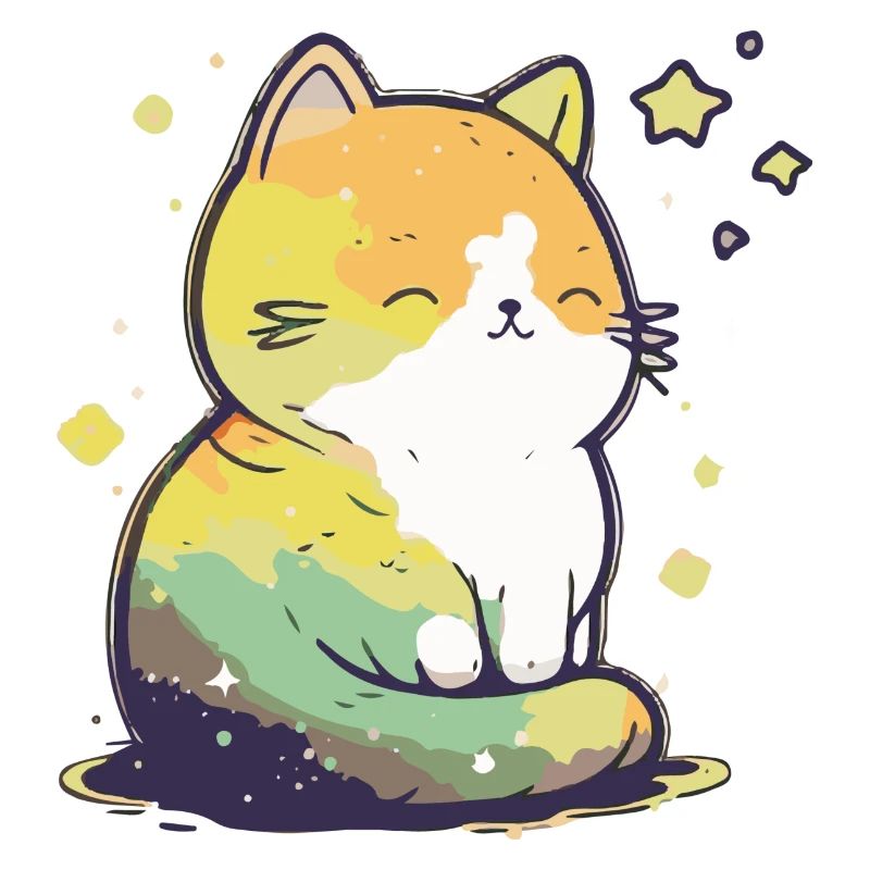 Comic Cute Kawaii Cat Star Kitten Kitten