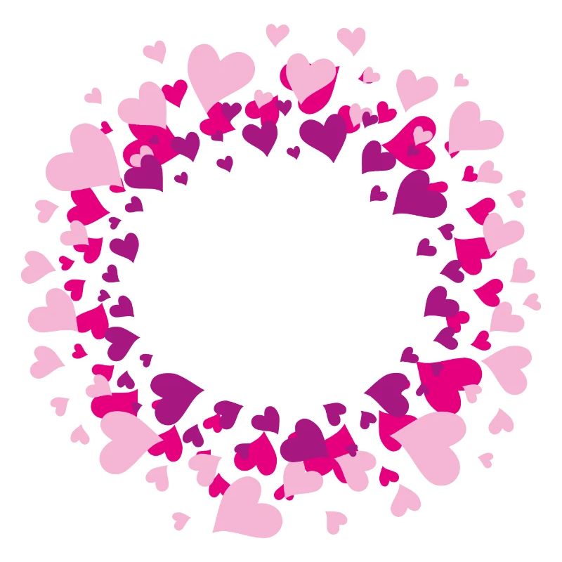 Cercle abstrait de cœurs roses