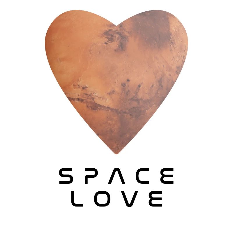Der Planet Mars in Form eines Herzens