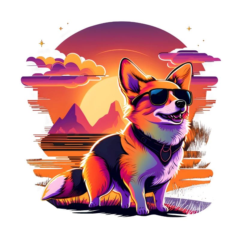Synthwave Corgi Sunset