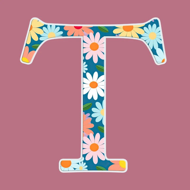 Customizable Monogram T Floral Pattern