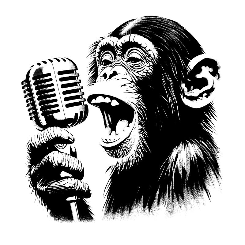 Monkey Orchestra Singer with Vintage Microphone