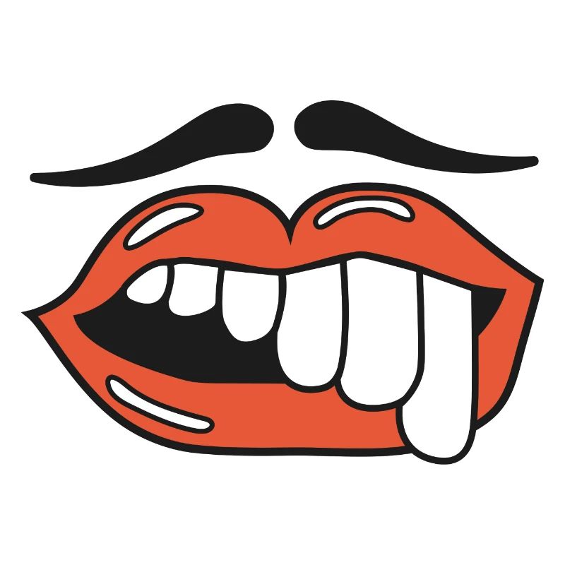 teeth lips mustag illustration