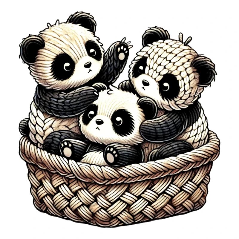 Strick Panda Drillinge