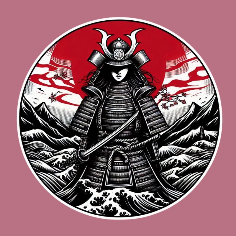 Red Samurai Warrior White