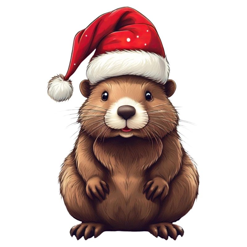 Mignon castor avec chapeau de Noël