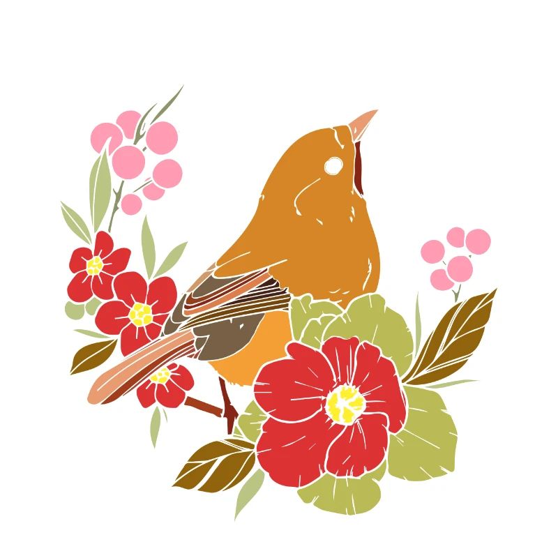 Oiseau de printemps dans les fleurs