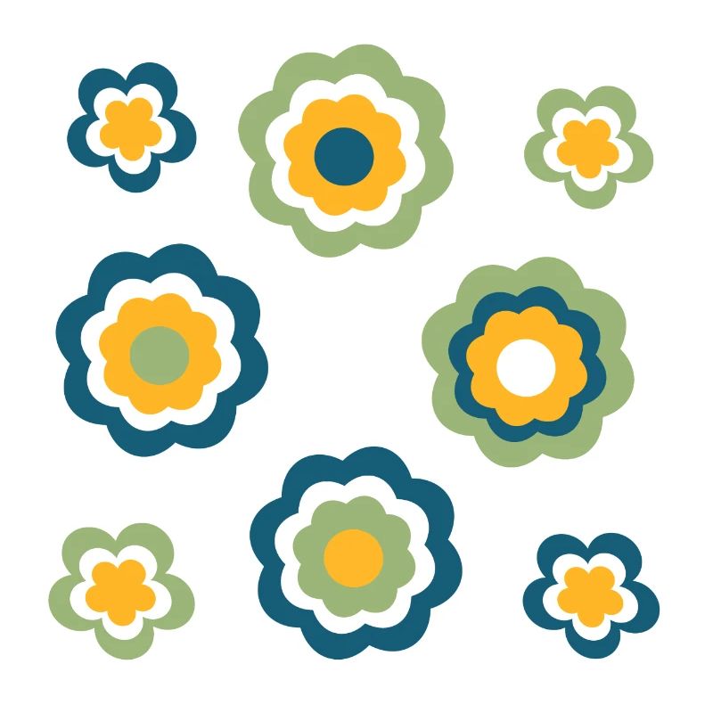 70s Flower Pattern Green