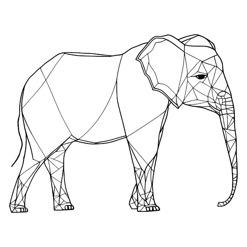 Elephant fine line art on white