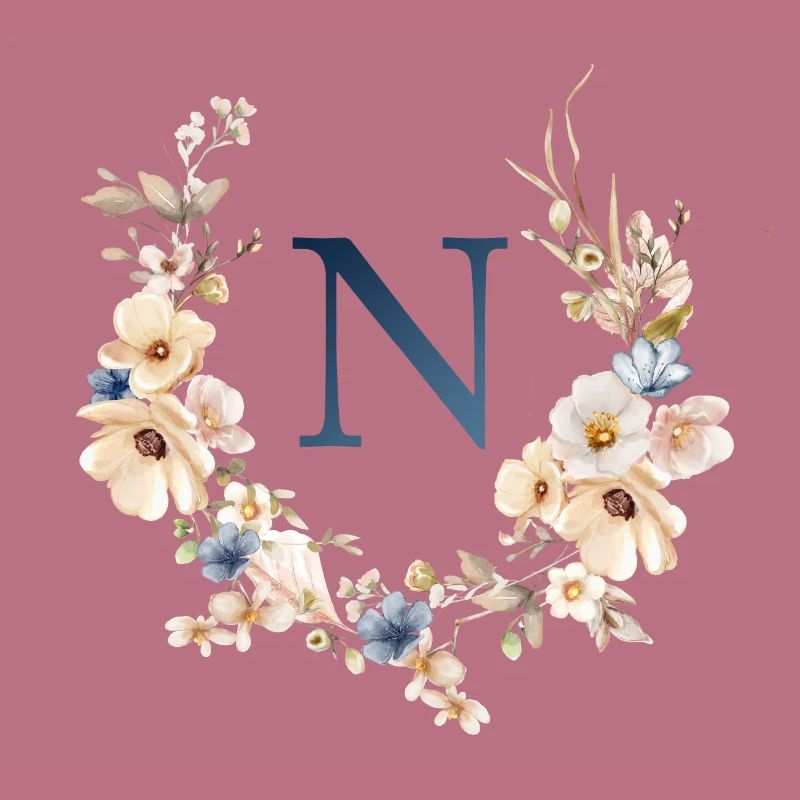 N Monogram, Floral, Boho