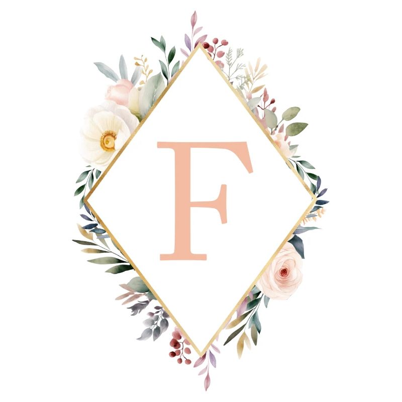 F Monogram, Floral, Boho