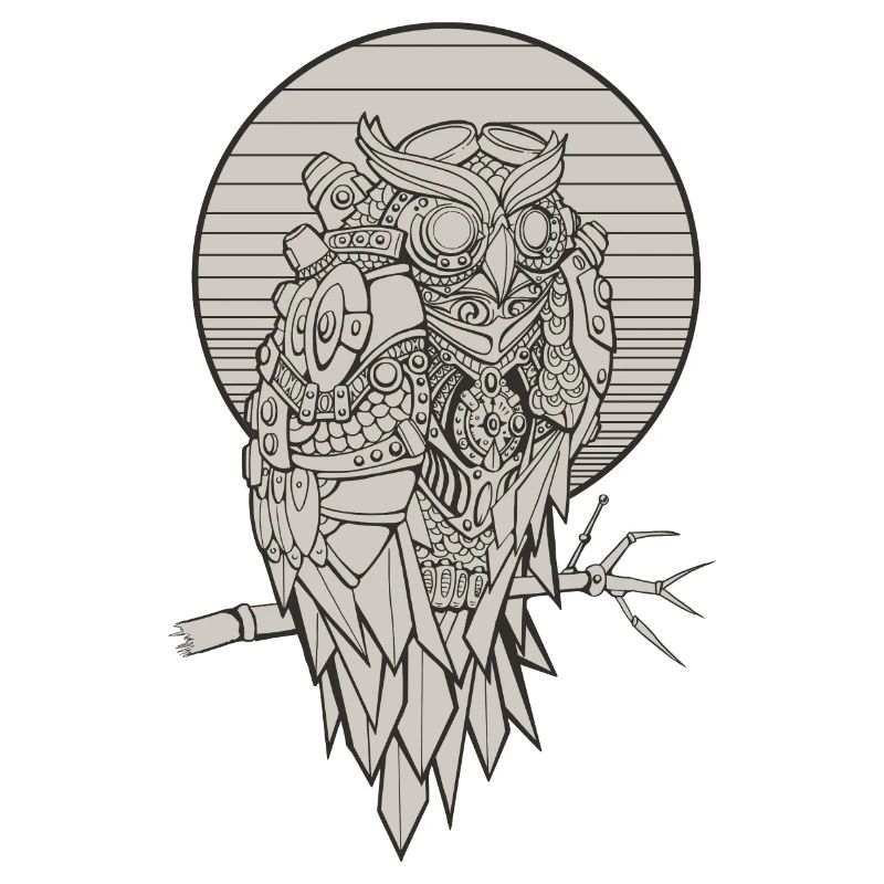 Steampunk Eule owl mechanisch geometrisch