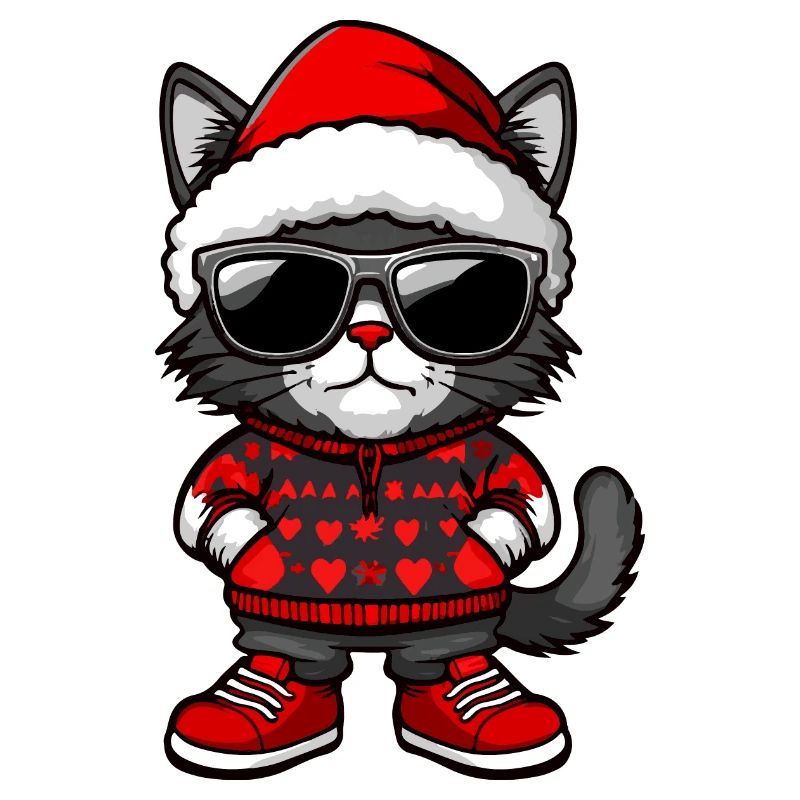 Katze Weihnachten Comic Cool Kopf
