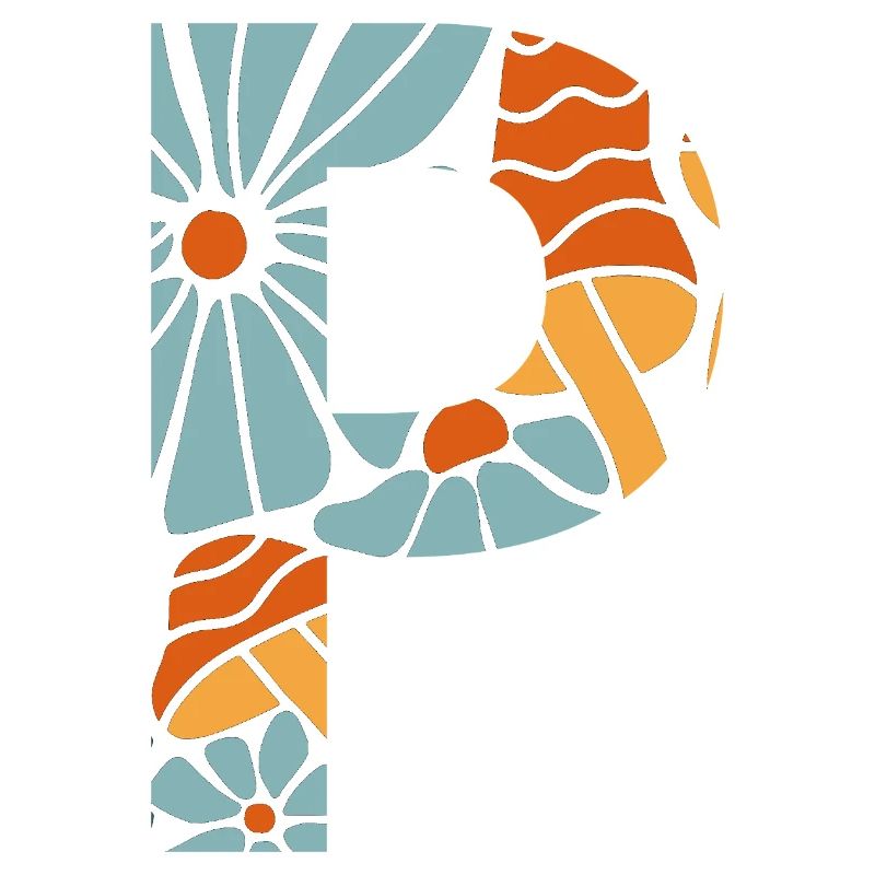 Buchstabe p groovige Blumen Geschenkidee