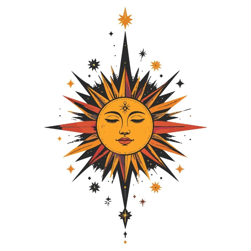 Sun Star Talisman Pattern Sun Moon Stars