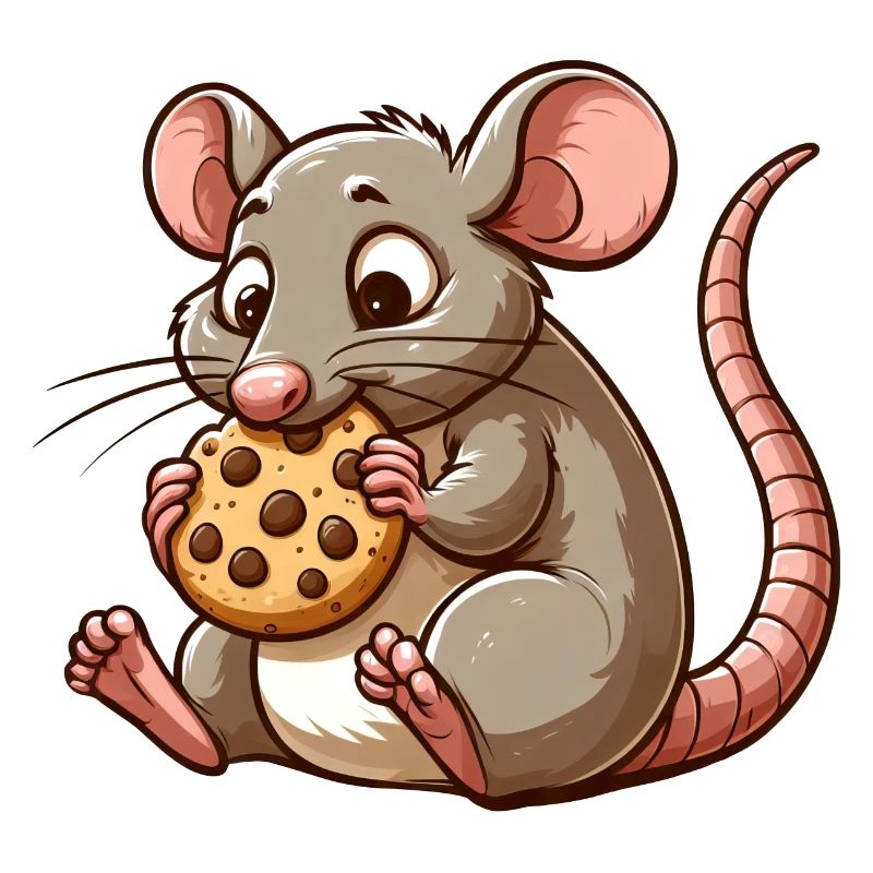 Cute mouse nibbles biscuit