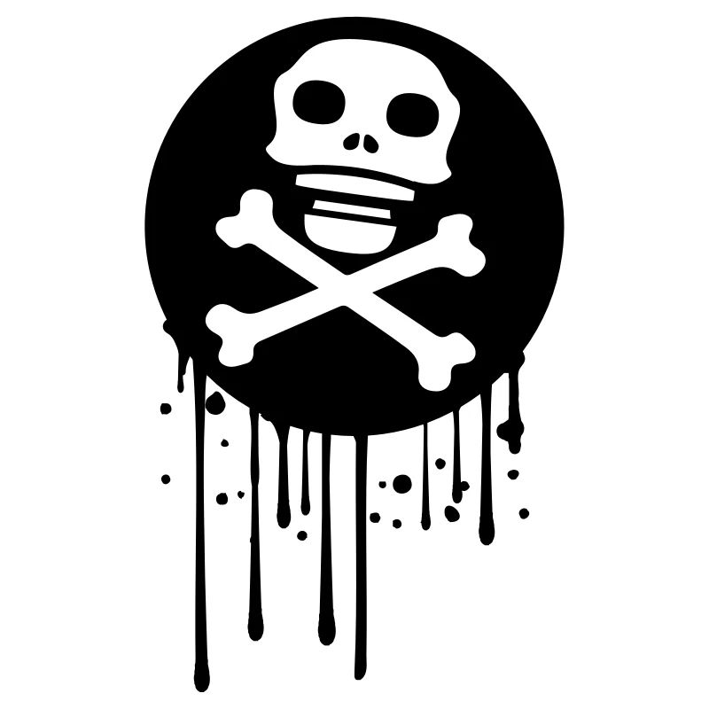 graffiti drip circle pirate logo rudder steering wheel on