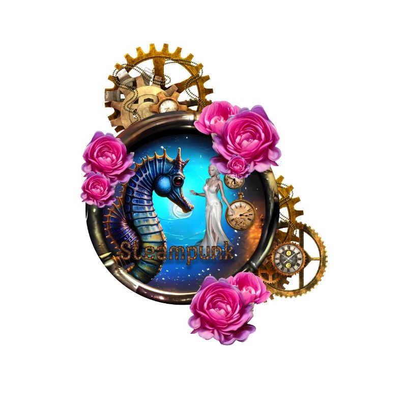 Schönes Steampunk-Design mit Seepferdchen