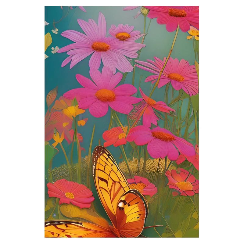 Fleurs et papillon