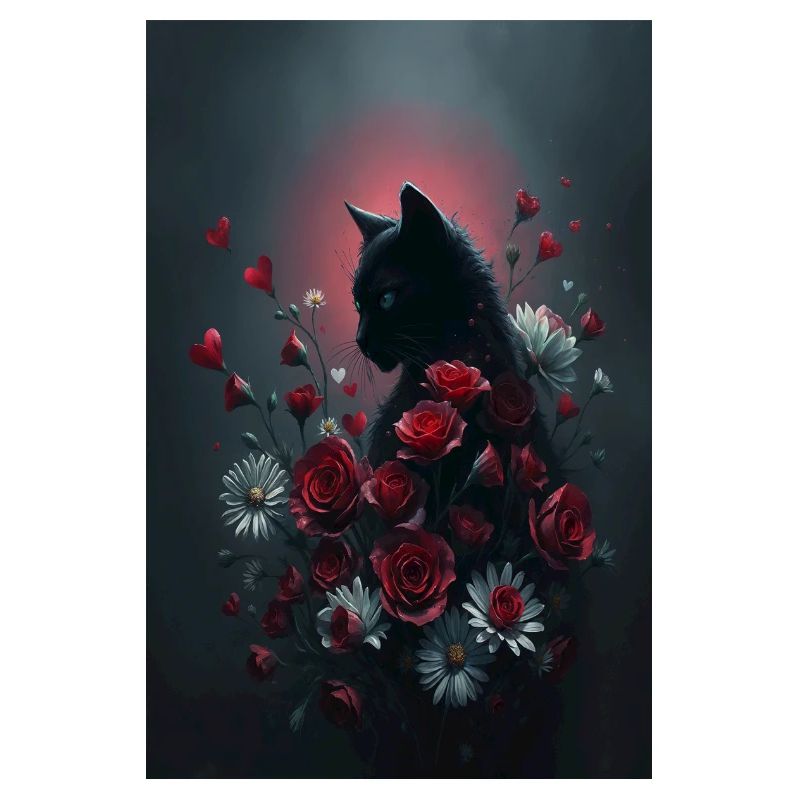 Chat avec des fleurs