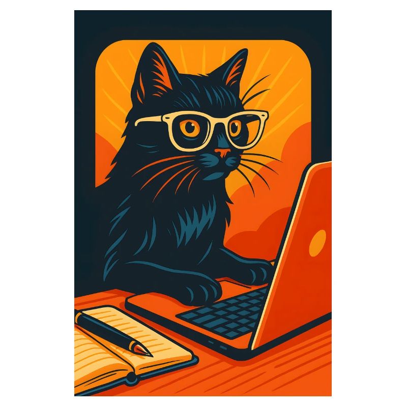 Technisch versierte Katze mit Brille, liebe Katzen