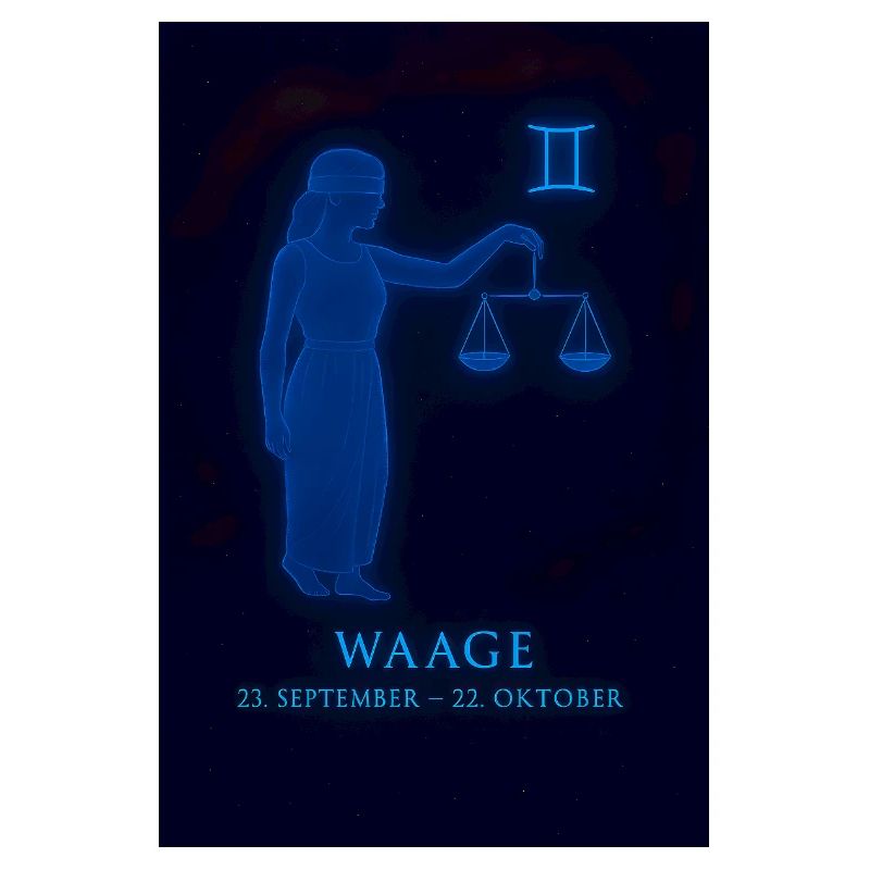 Waage Sternzeichen mit Justitia-Symbol