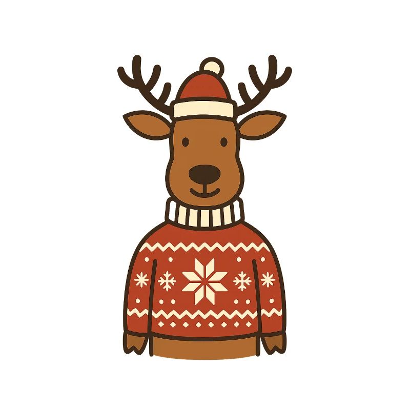 Lustiges Rentier im Norweger-Pullover