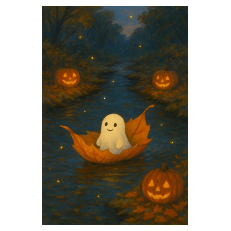 Fantôme mignon dans le feuillage d’automne